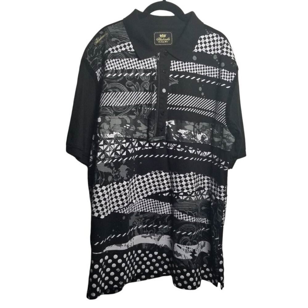 Akademiks Men's Black Graphic Goth Punk Streetwear Polo Art to Wear Shirt Sz XL